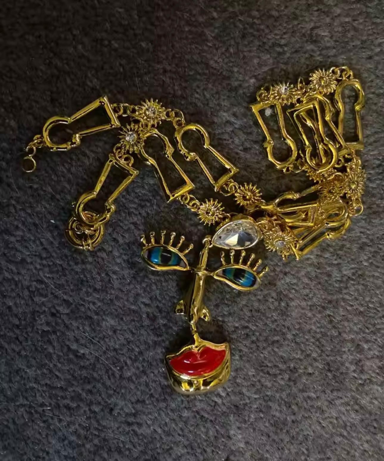 Schiaparelli Enamel Red Lips Statement Pendant Necklace