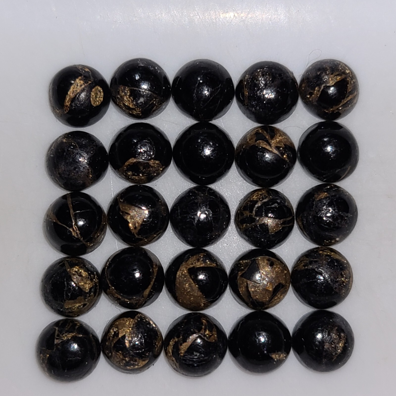 Black Copper Turquoise 6mm Flat Back Round Cabochon Gemstones