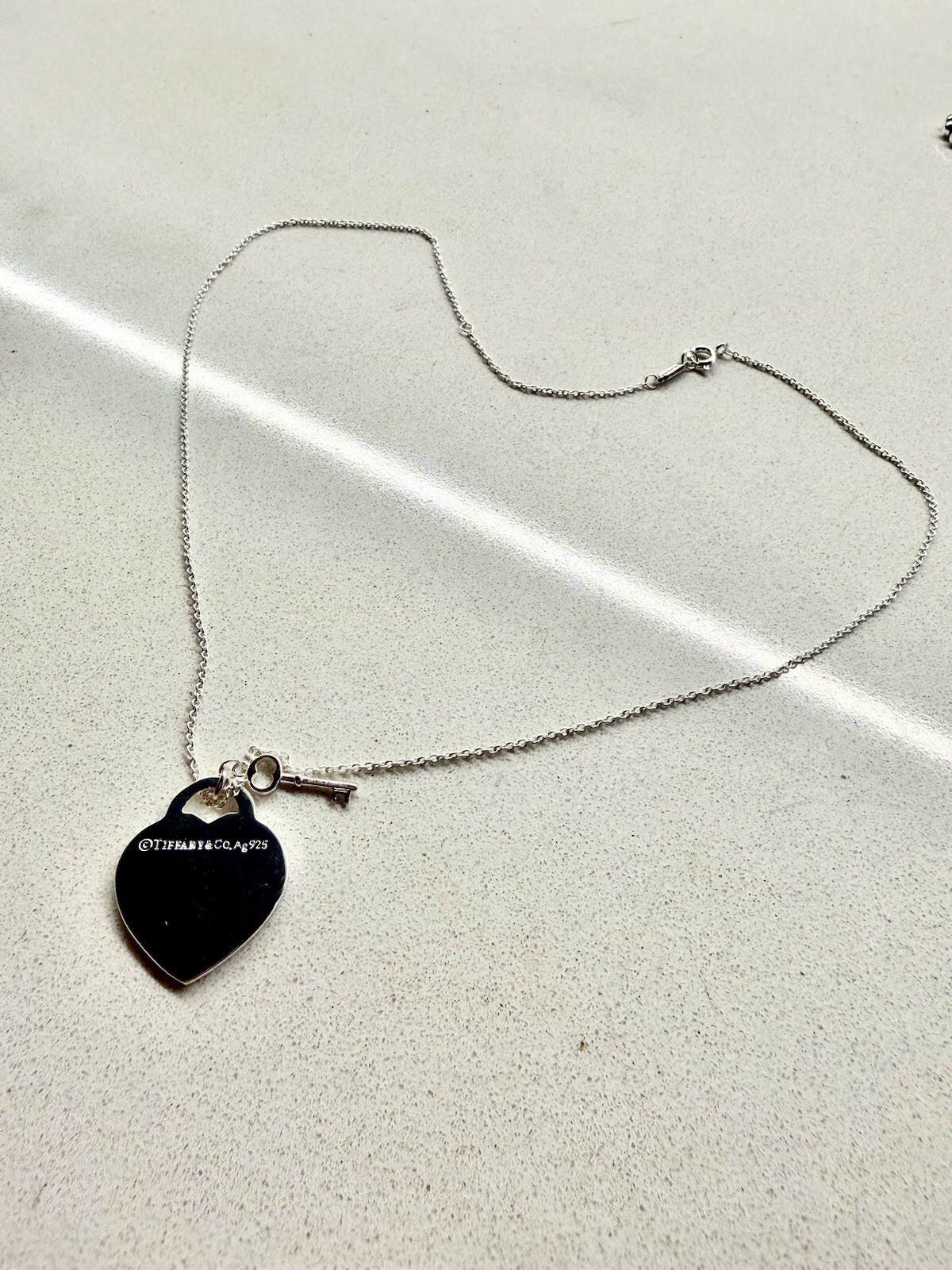 Tiffany & Co. Return to Tiffany Medium Heart Tag Key Pendant Necklace 17”