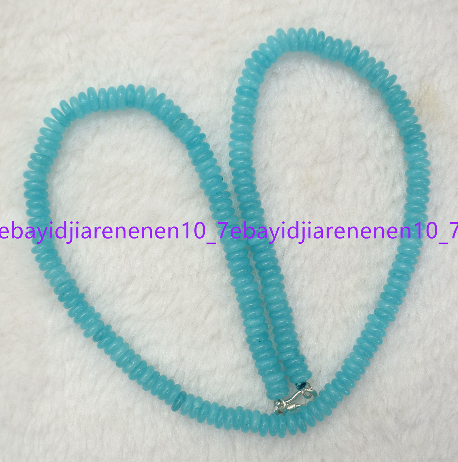 Natural 3x8mm/4x10mm Blue Aquamarine Gemstone Abacus Beads Necklace 18 in
