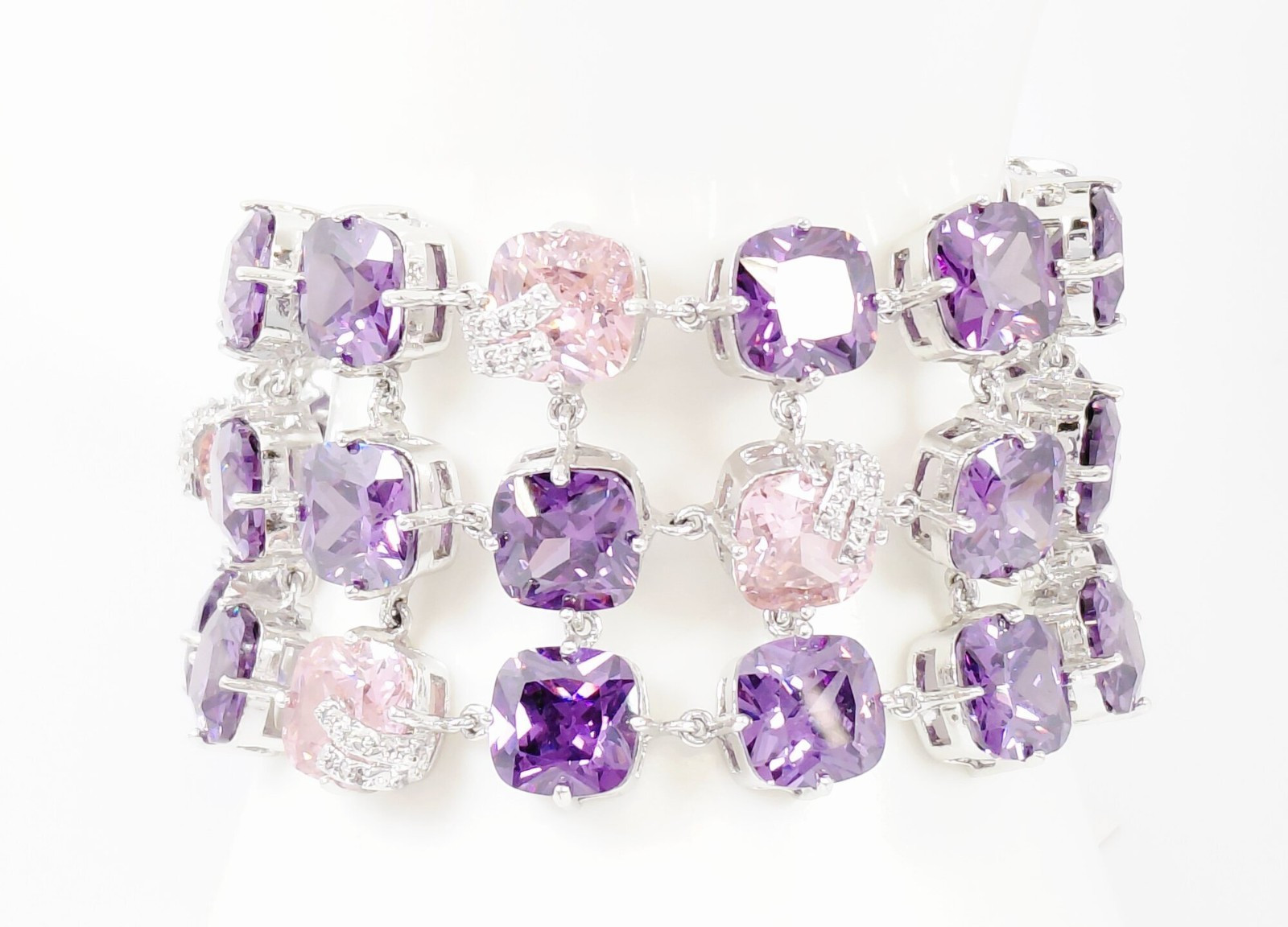 Park Lane Purple & Pink CZ Silver Tone Statement Bracelet