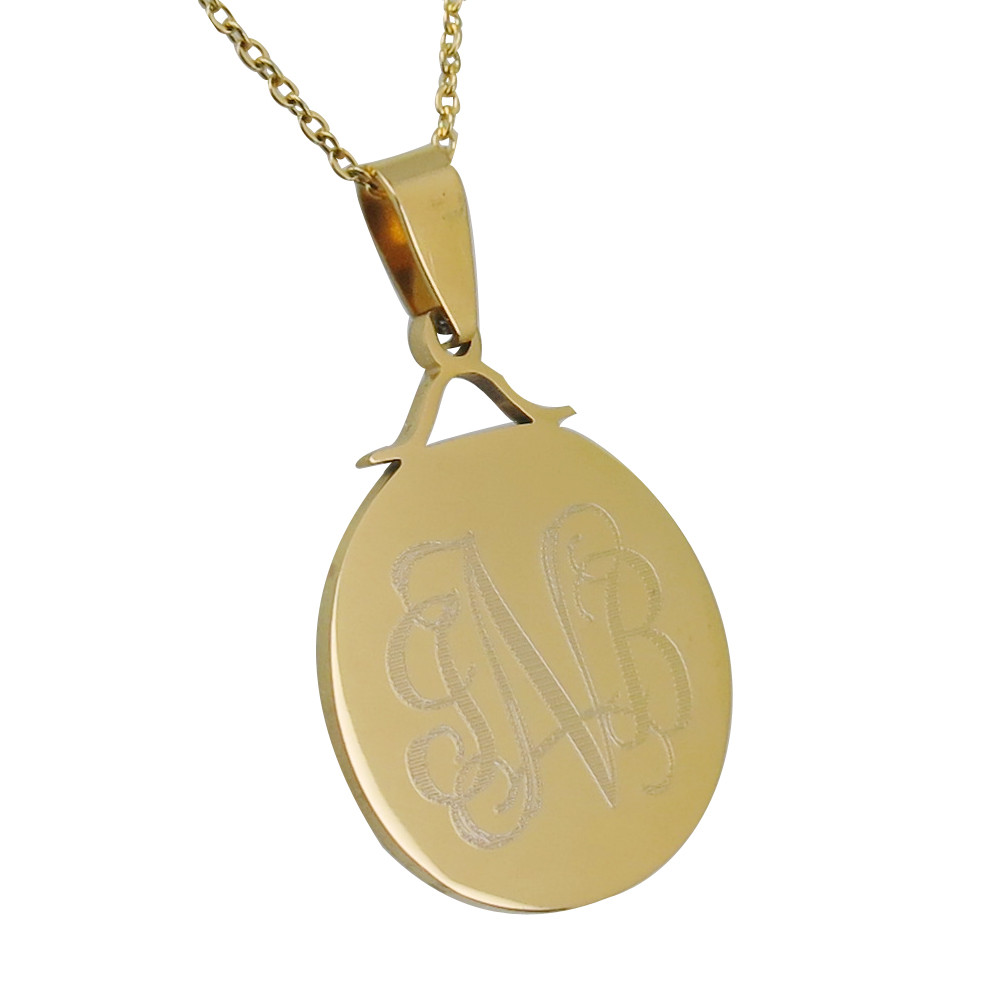 Personalized Monogram Disc Necklace Circle Monogram Necklace Engrave