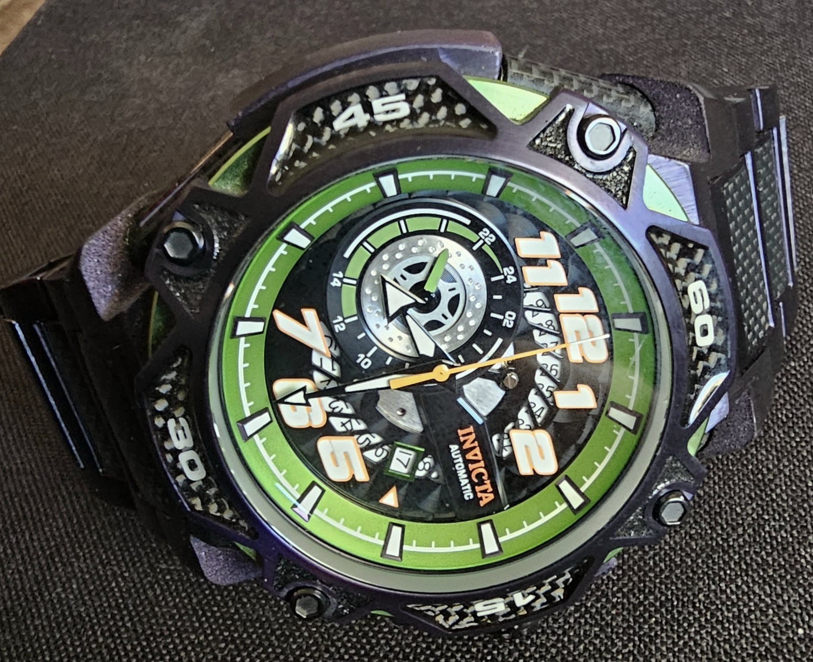 Invicta 36100 S1 RALLY Purple Green Chronograph Automatic Carbon Watch