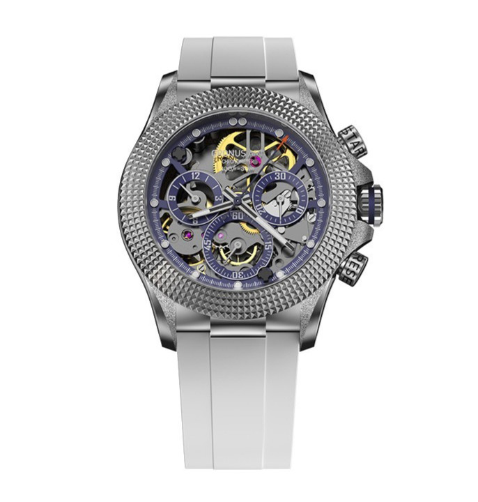 CRONUSART Men Chronograph Watch 42mm Automatic Mechanical Wristwatch Skeleton