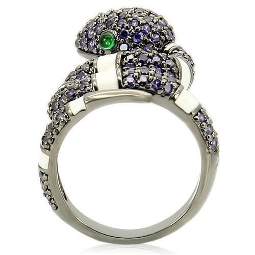 0W184 – Ruthenium Brass Ring with AAA Grade CZ in Multi Color