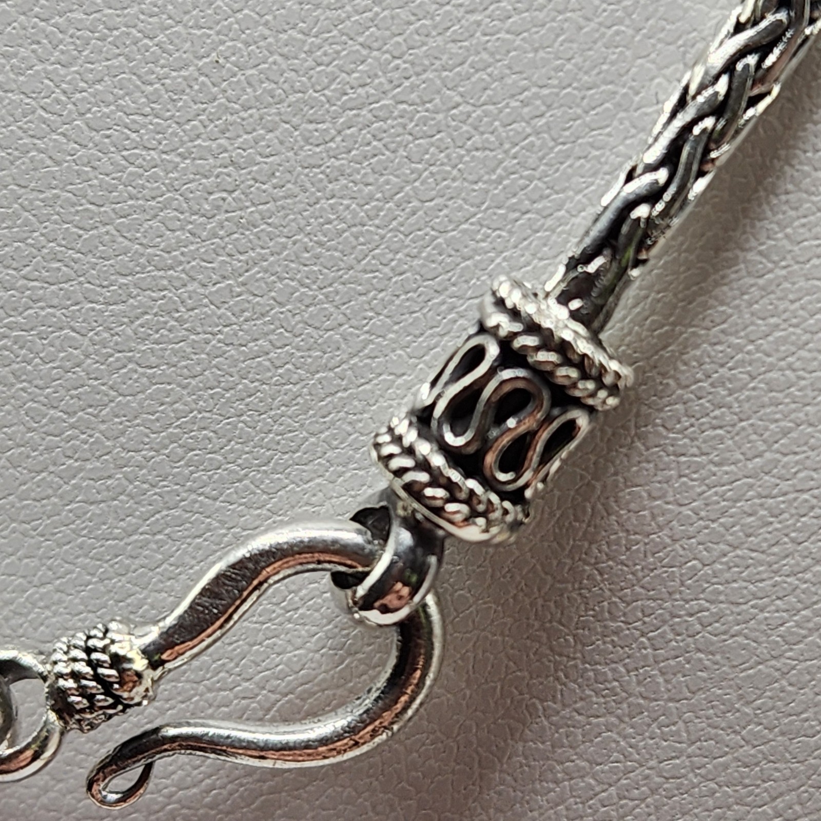 925 NEW Sterling Silver Oxidized Bali Foxtail Chain 18″ 2.5mm Width