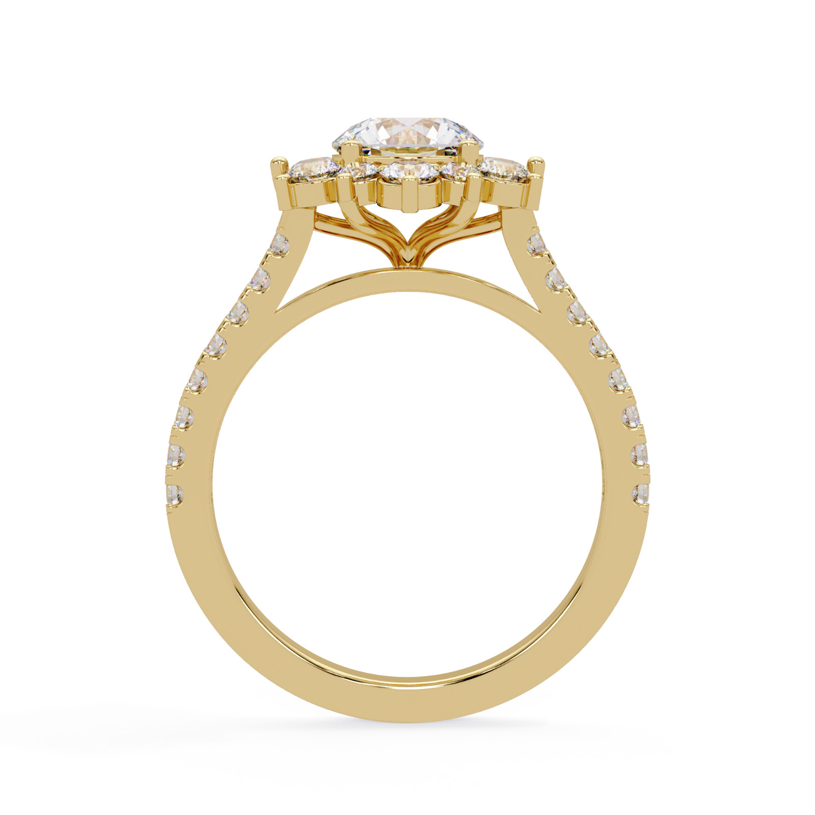 Round Cut Halo Lab Grown Diamond 1.75 CTW Cluster Set Ring 925 Silver DEF VVS VS
