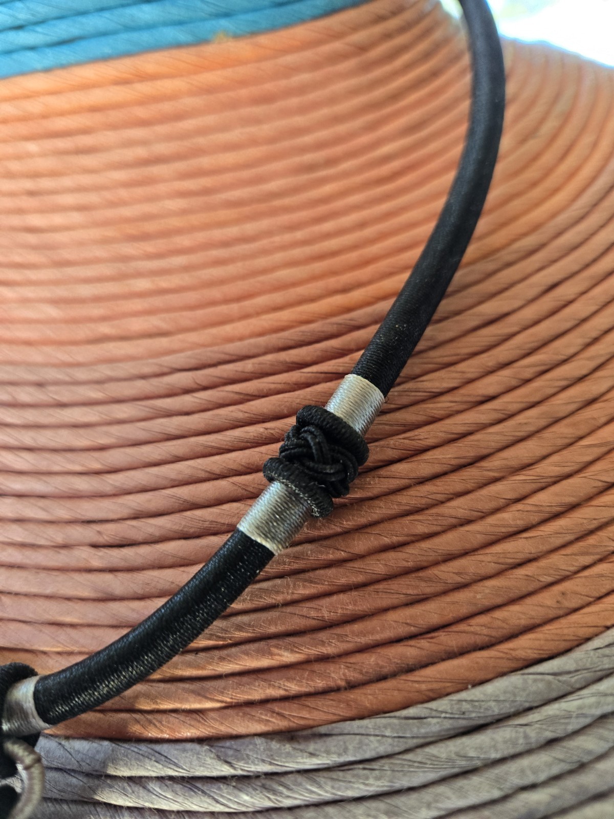 Art Glass Bead Necklace On Silver Wrapped Black Cord Boho Unique