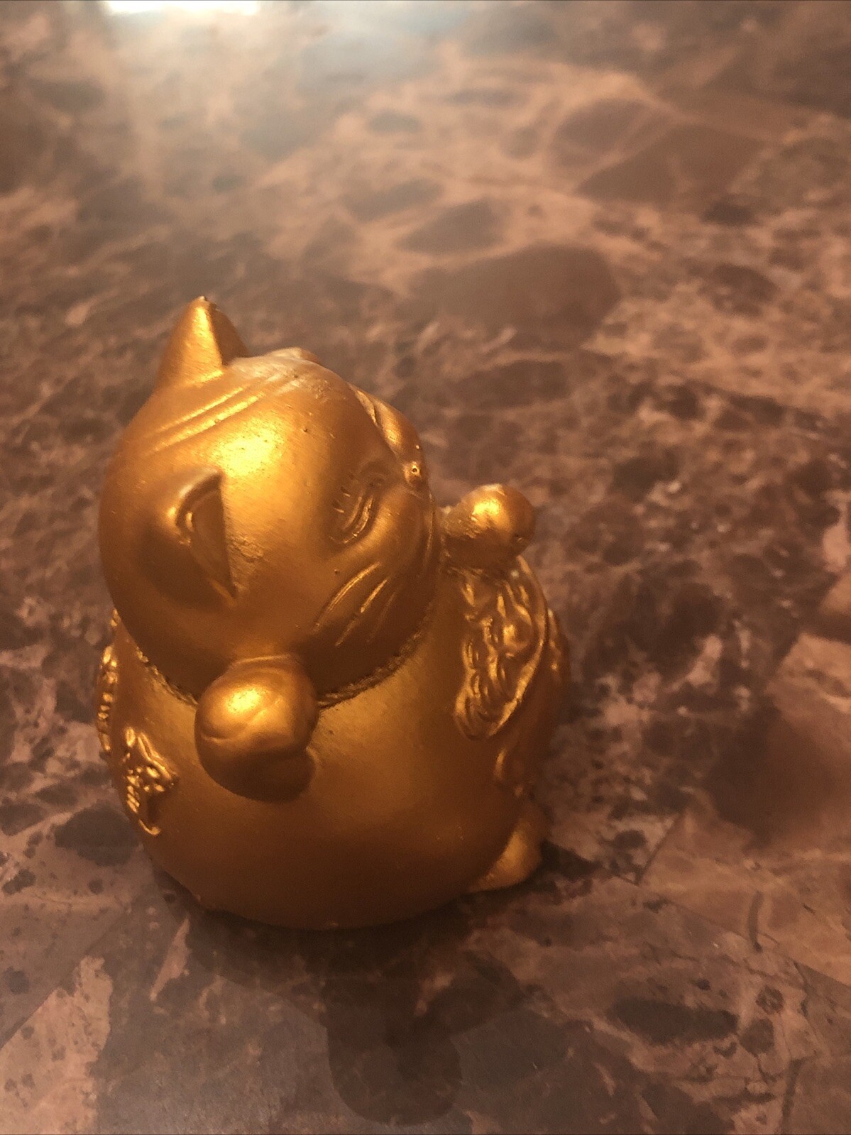 2.8in Resin Lucky Kitty Copper Color Figurine