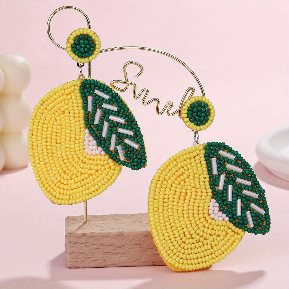 Bohemian Seed Beads Woven Fruit Pendant Earrings for Women Fashion Jewelry GIft