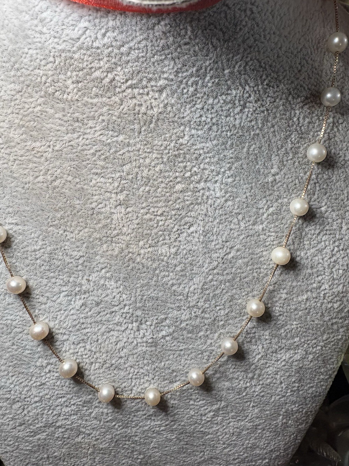 10k Yellow Gold Chain Pearls Necklace Beautiful 6.70G NC 23 Pearls 5.5mm 16”