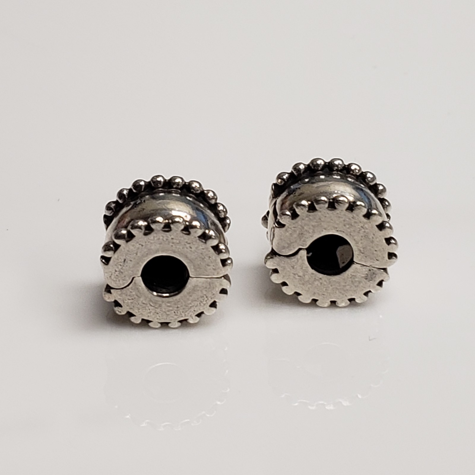 Set of 2 Pandora Sterling Silver Beveled Clip Charms 790267 STOCK – .14