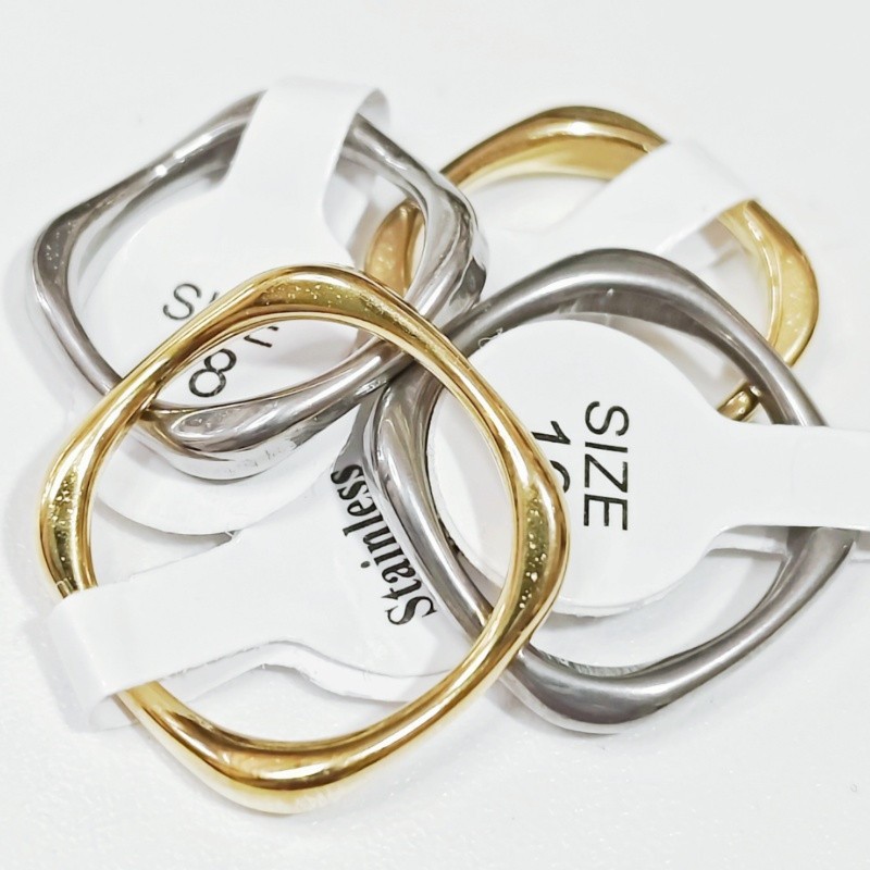 36Pcs Inner Round Outer Square Stainless Rings Stackable Unisex Two Tone Jewelry