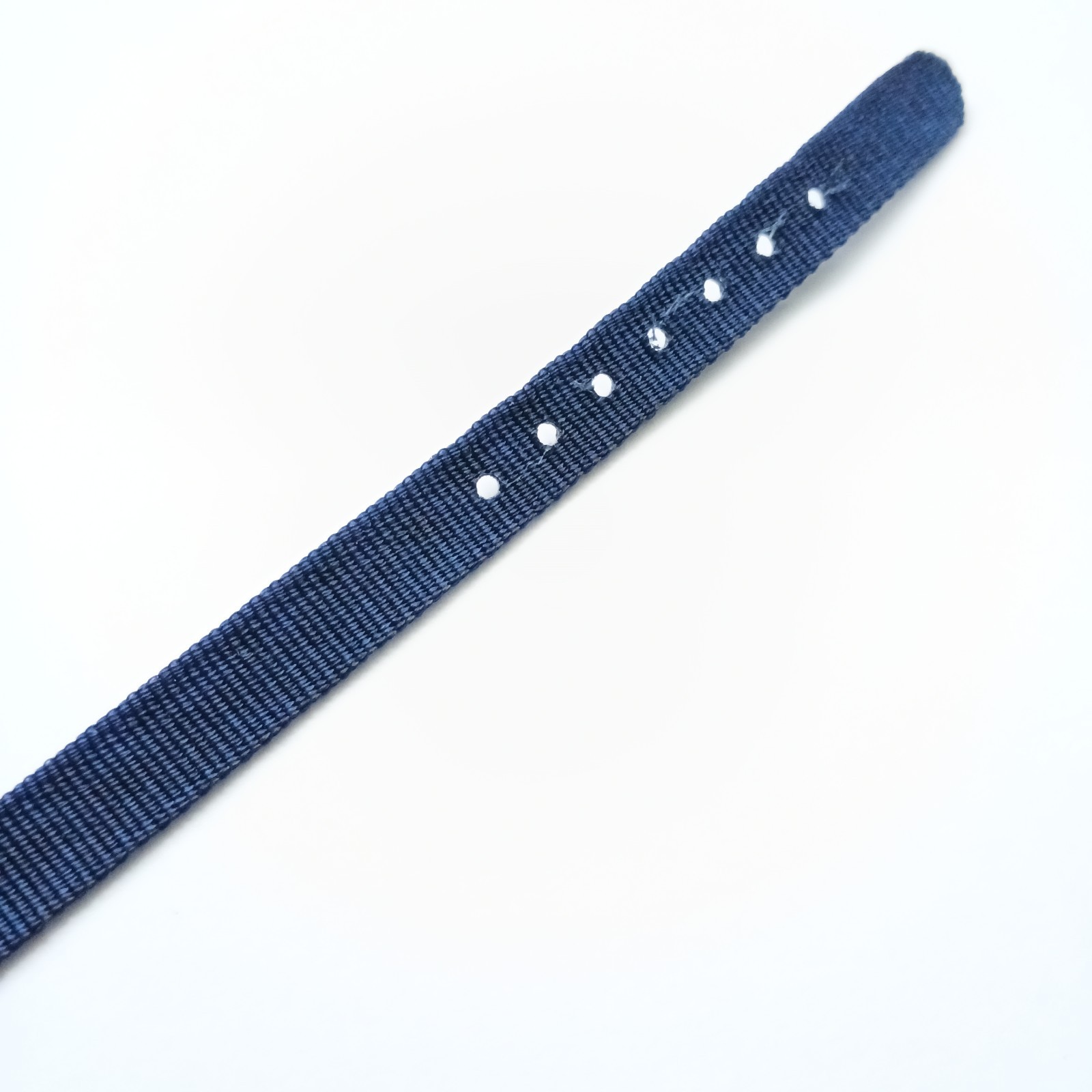 Vintage Blue Nylon Patterned One Piece 9mm Watch Strap Silver Buckle