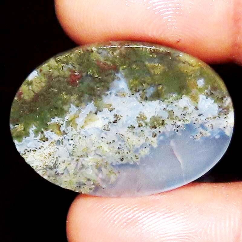 33.20 Cts 100% Natural Indonesian Moss Agate Stone Oval Cabochon 24x34x5mm BC-39