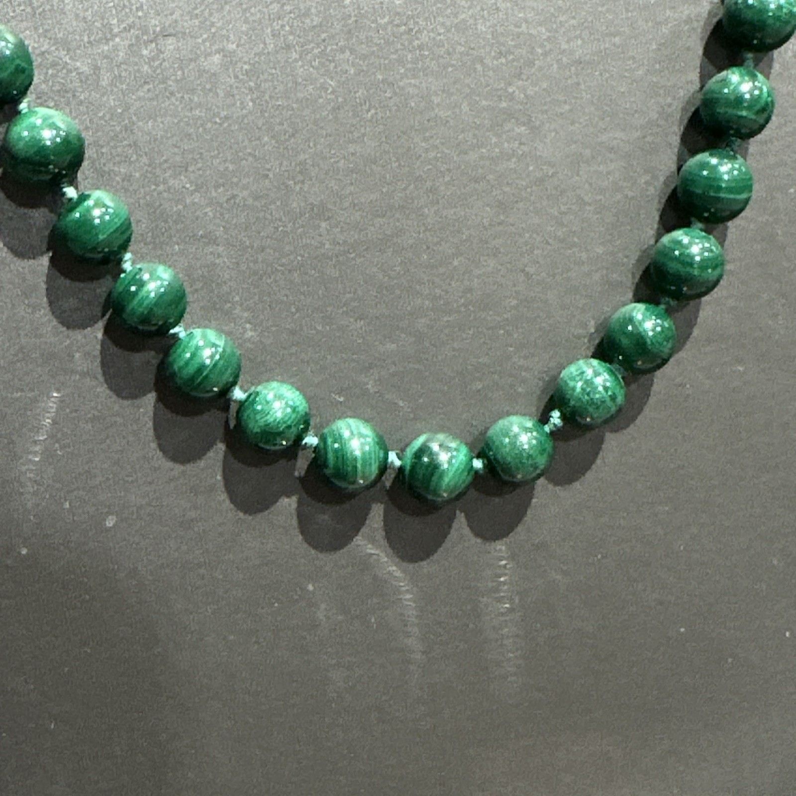 Jade Beaded Dark Green 6mm Necklace 30″ & Bracelet 7 1/4″ 14k Gold Clasp
