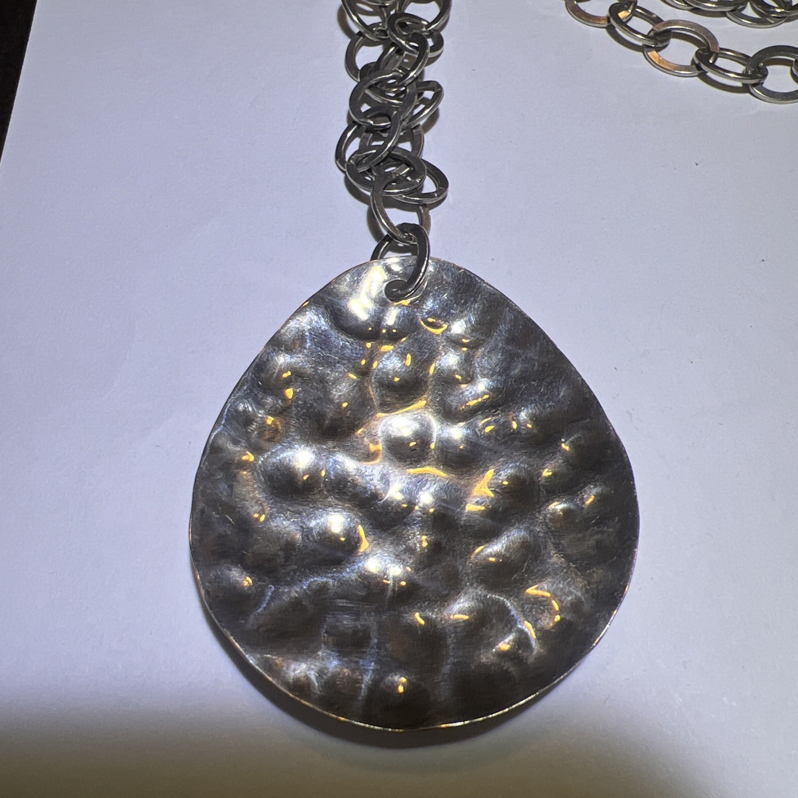Vintage SILPADA Sterling Silver Hammered Large Pendant Toggle Necklace 35.4g