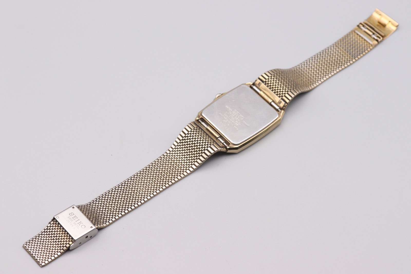 [Exc+5] Vintage Seiko Session 5E31-5A60 Gold Square Tank Mens Qz Watch JAPAN