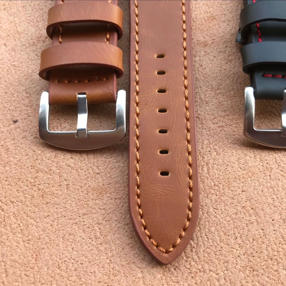 Simple Luxury Genuine Cowhide Leather Watch Band Strap 18mm-24mm Optional