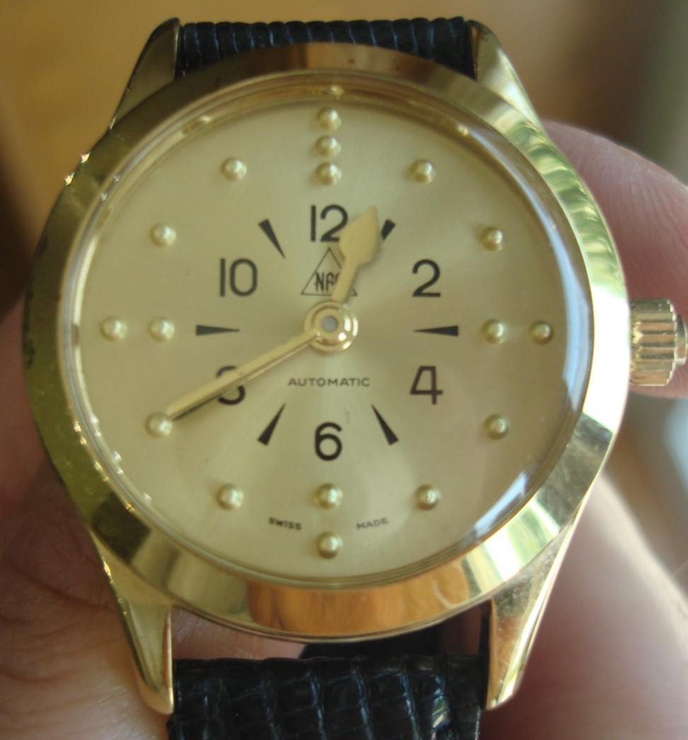 NFB Braille 17 Jewel Swiss Automatic ETA 2776 Low Vision Incabloc wristwatch