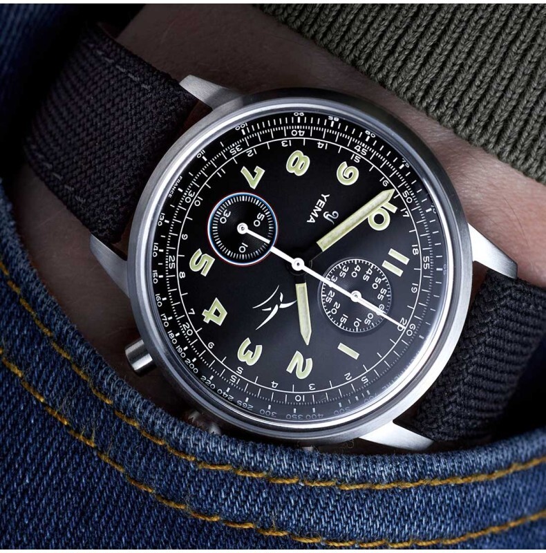 YEMA Flygraf AIR FORCE Mechanical Chronograph Quartz Hybrid Steel Men’s Watch
