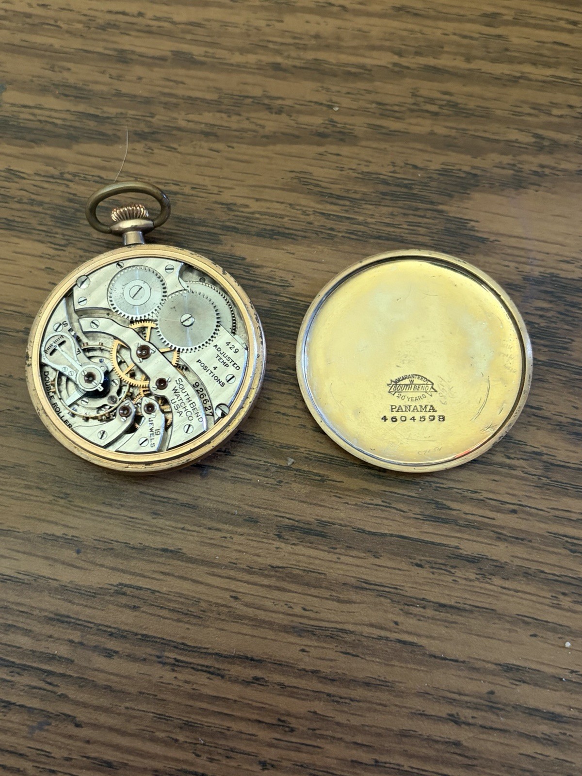 1919 SOUTH BEND Gold Filled Grade 429 19j 4 Pos Pocket Watch Not Running