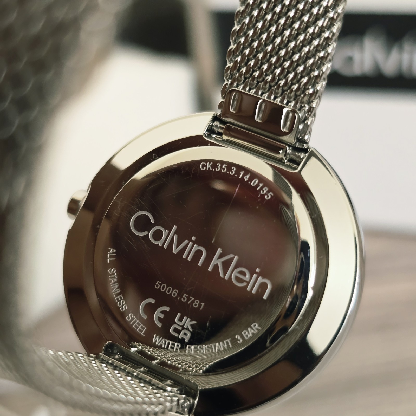 Calvin Klein Iconic Women’s Quartz Mesh Bracelet Watch Stainless Steel Silver