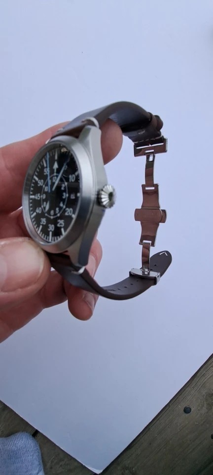 Genuine Leather Butterfly Buckle Watch Bands 18/20/22mm Waterproof Retro Oil Wax