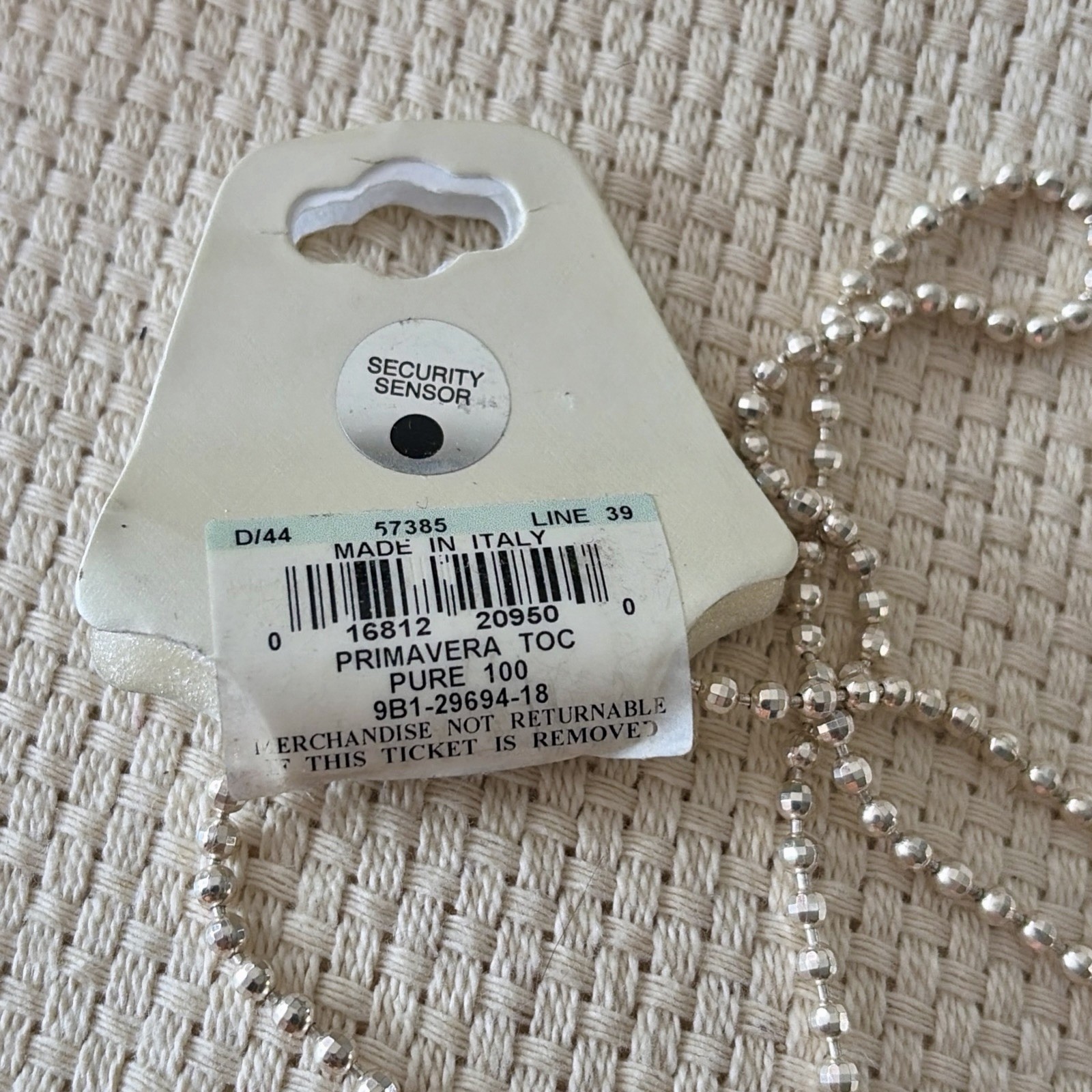 DANECRAFT PURE 100 SILVER NECKLACE MADE IN ITALY 10.0% PURE SILVER 18 IN NEW