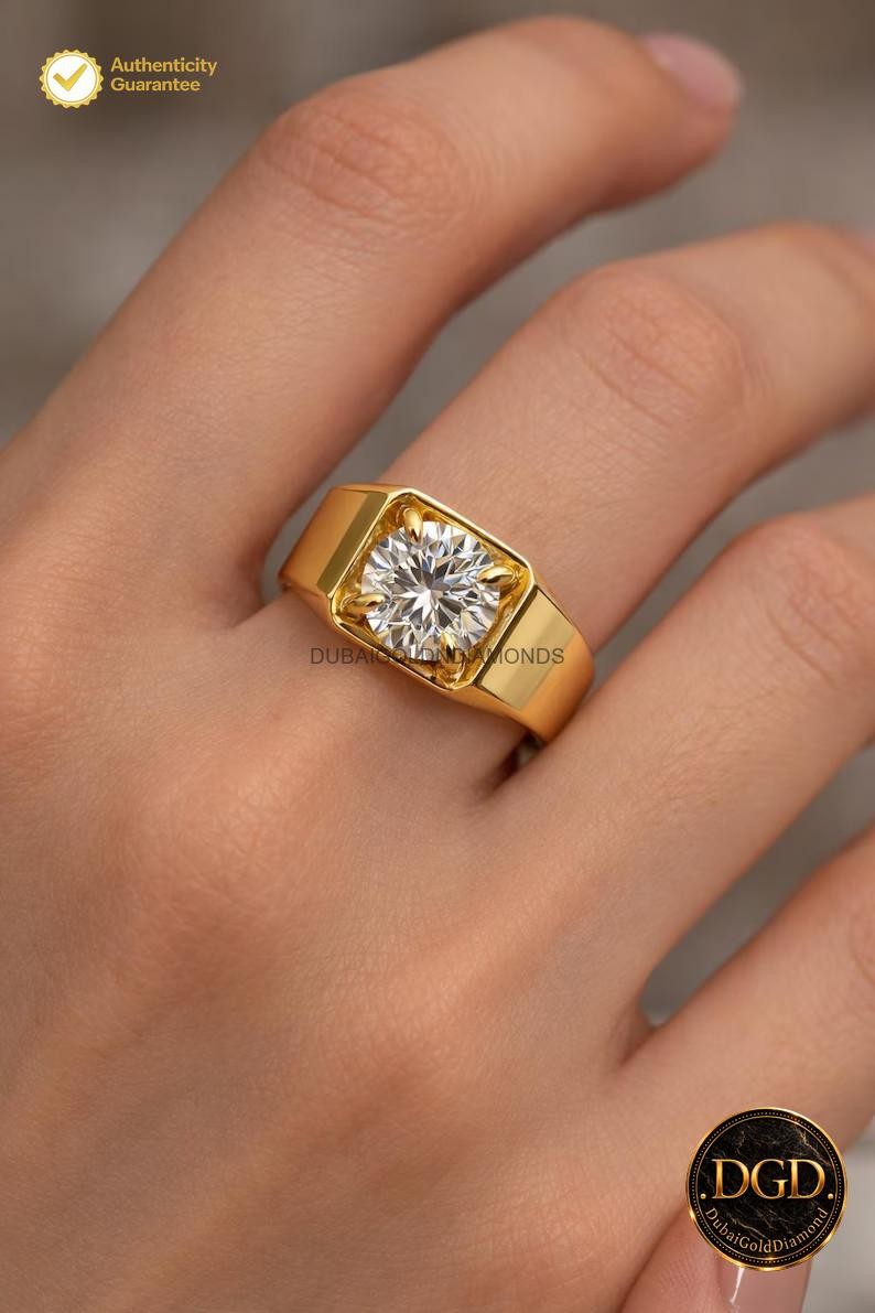 Classic & Timeless ! 2.00CT Round Natural Diamond Men’s Ring 14k Yellow Gold