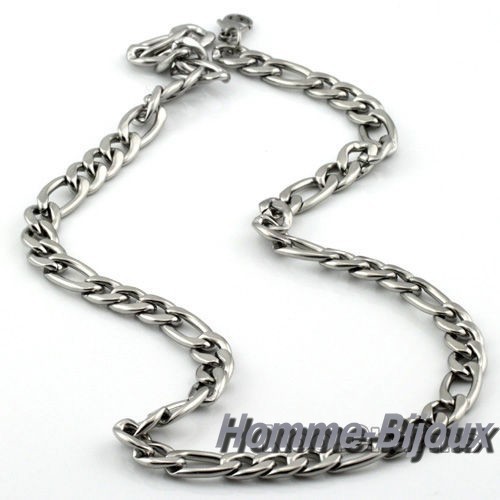 FIGARO NECKLACE CHAIN FOR MEN TEEN STAINLESS STEEL SILVER COLOR 6MM 51CM