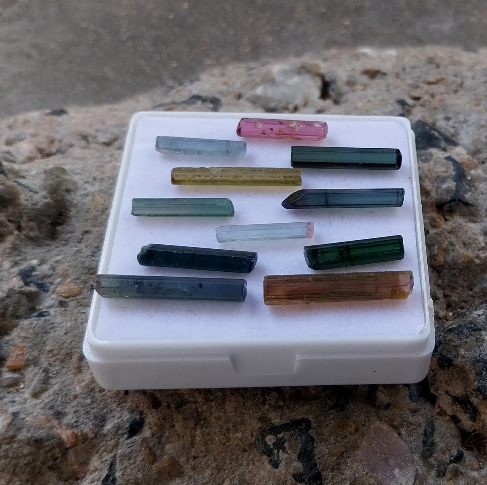24 Ct 15 to 21 MM Natural Multi Color Tourmaline Raw Rough Pencil 11 Piece Lot
