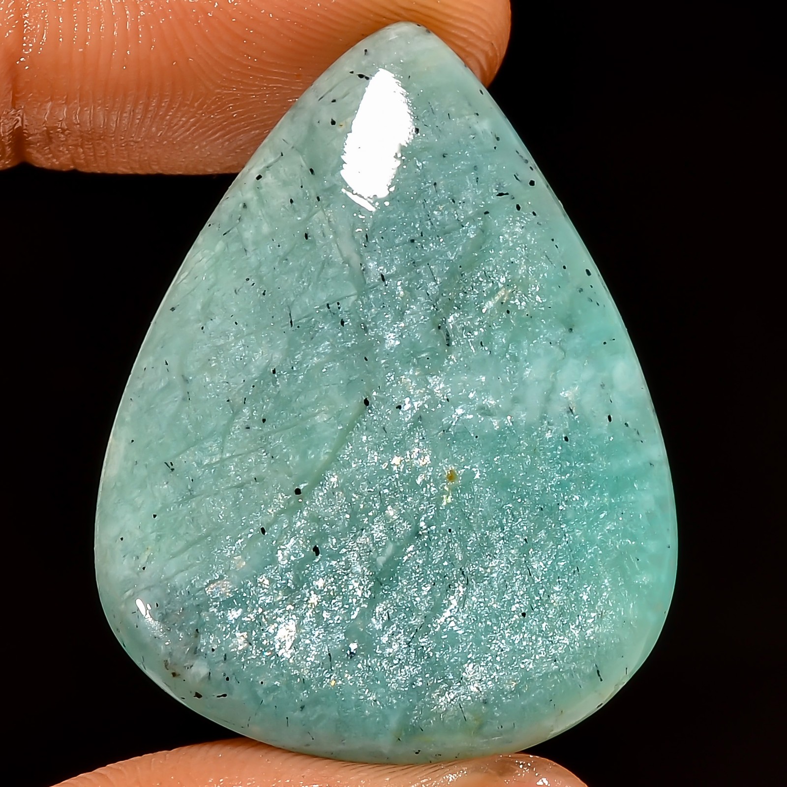 100% Natural Amazonite Pear Shape Cabochon Loose Gemstone 33 Ct 35X27X4mm A37840