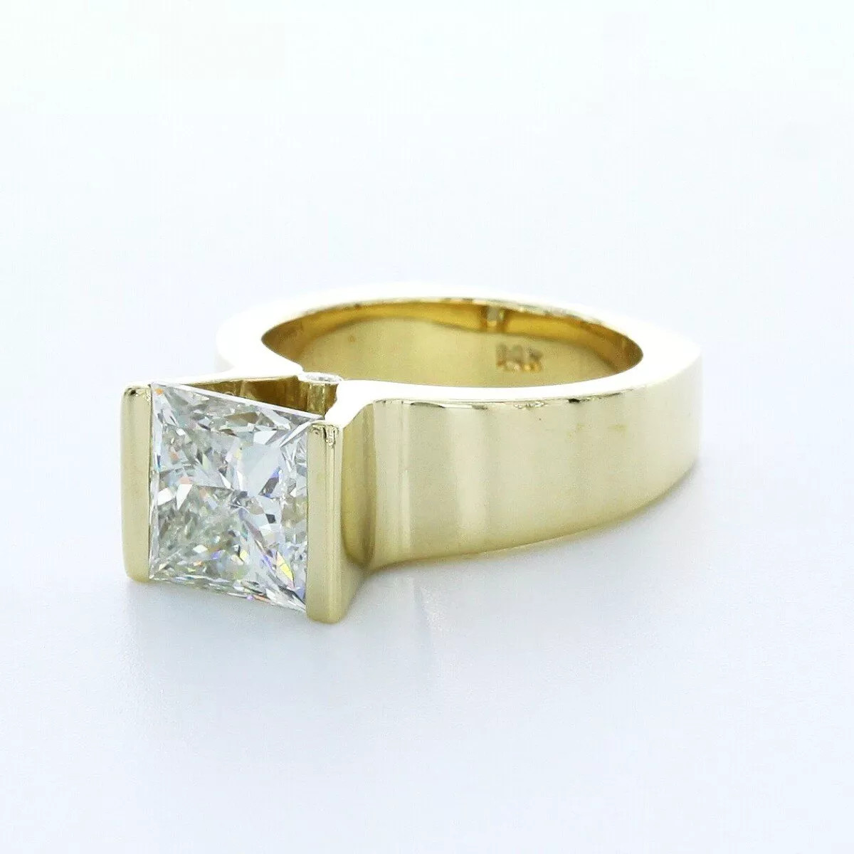 Side Stone Engagement Ring 14K Gold 4.13 Carat Princess Lab-Grown Diamond G VS1