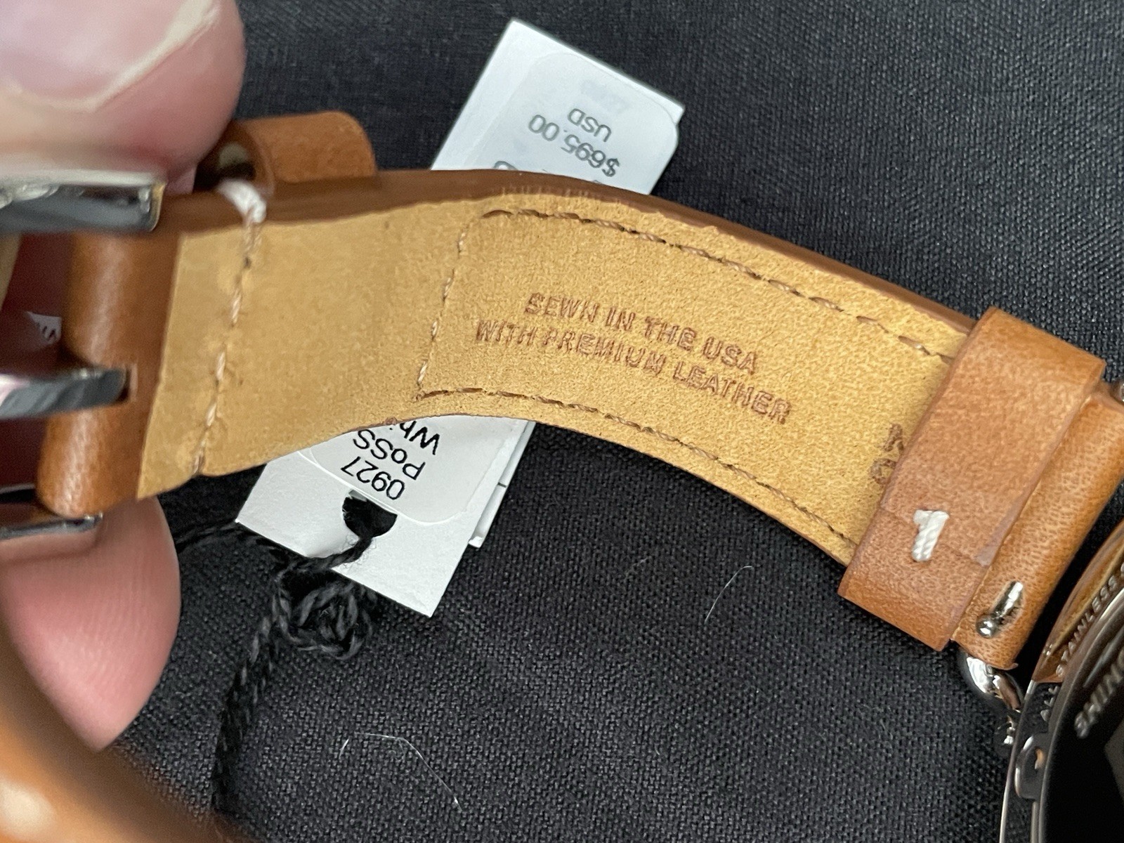 Men’s Shinola Runwell Argonite 1069 Cream Dial Brown Strap Quartz Watch 47mm NWT