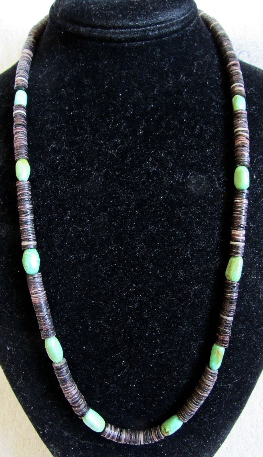 Vintage Navajo Indian Royston Turquoise Stones & Shell Heishi Beads Necklace