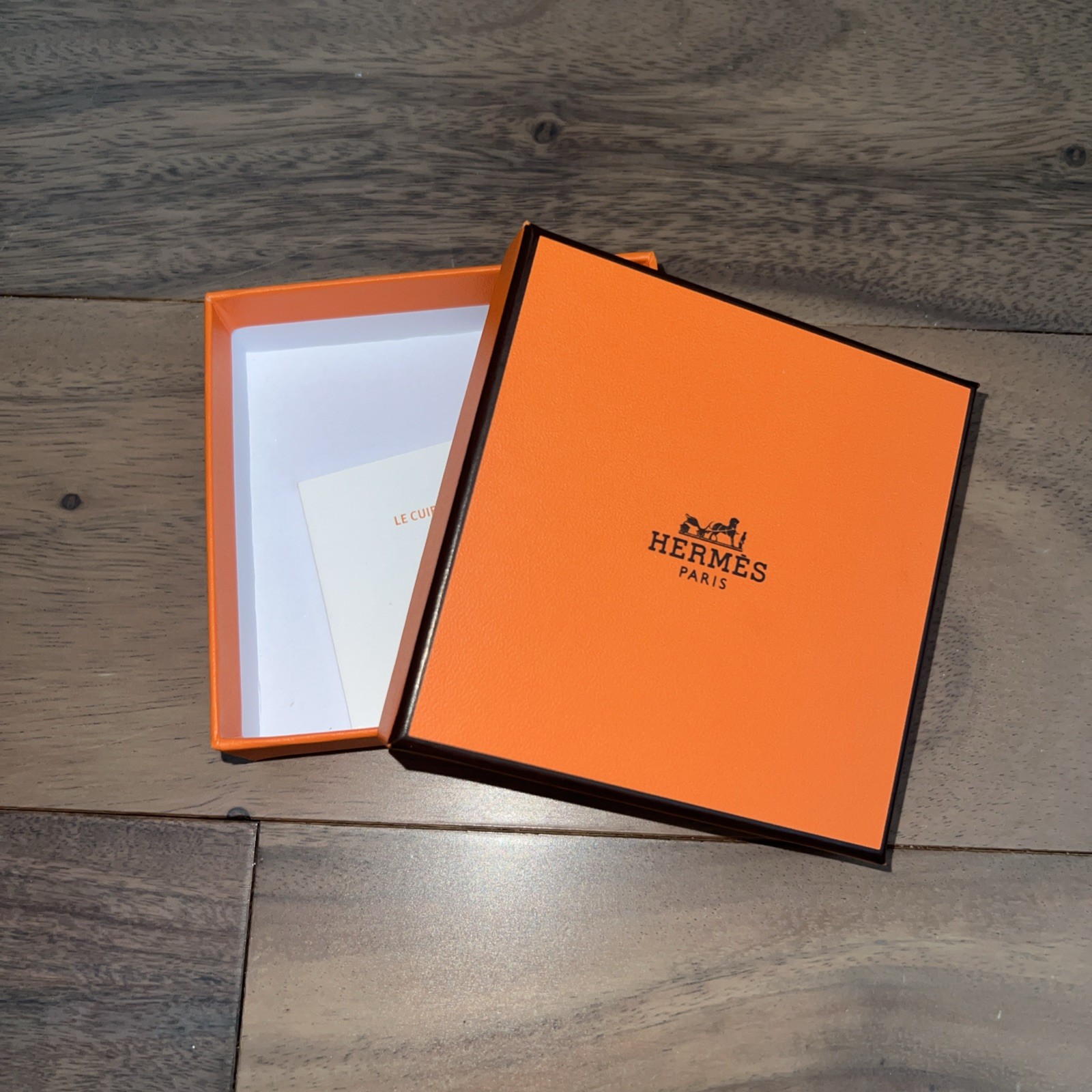 2 Hermès Orange Square Paper/Cardboard Jewelry Gift Box, Logo Theme