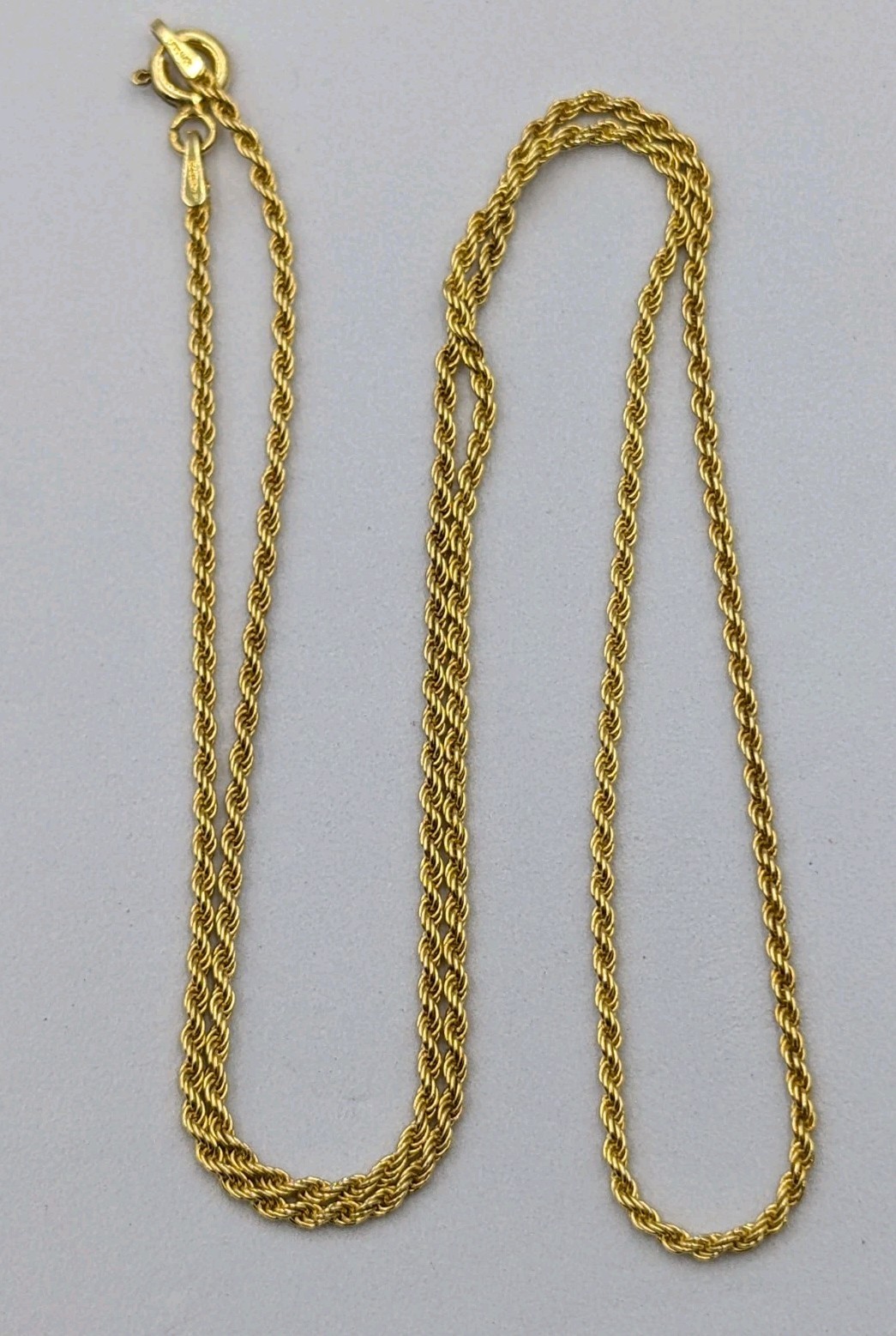 Danecraft Yellow Gold Plated Sterling Silver 1.5mm Rope Chain Necklace 18″ 3.2g