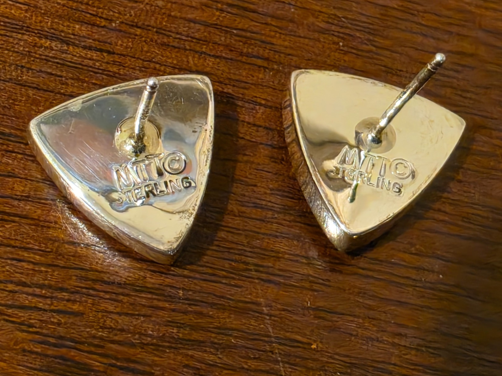 Marie Tsostie Navajo Sterling Silver Earrings Mother of a Pearl Post Back