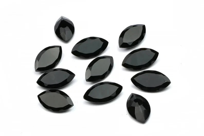 Natural Black Onyx “Faceted” Marquise Shape Loose Gemstone For Jewelry Making