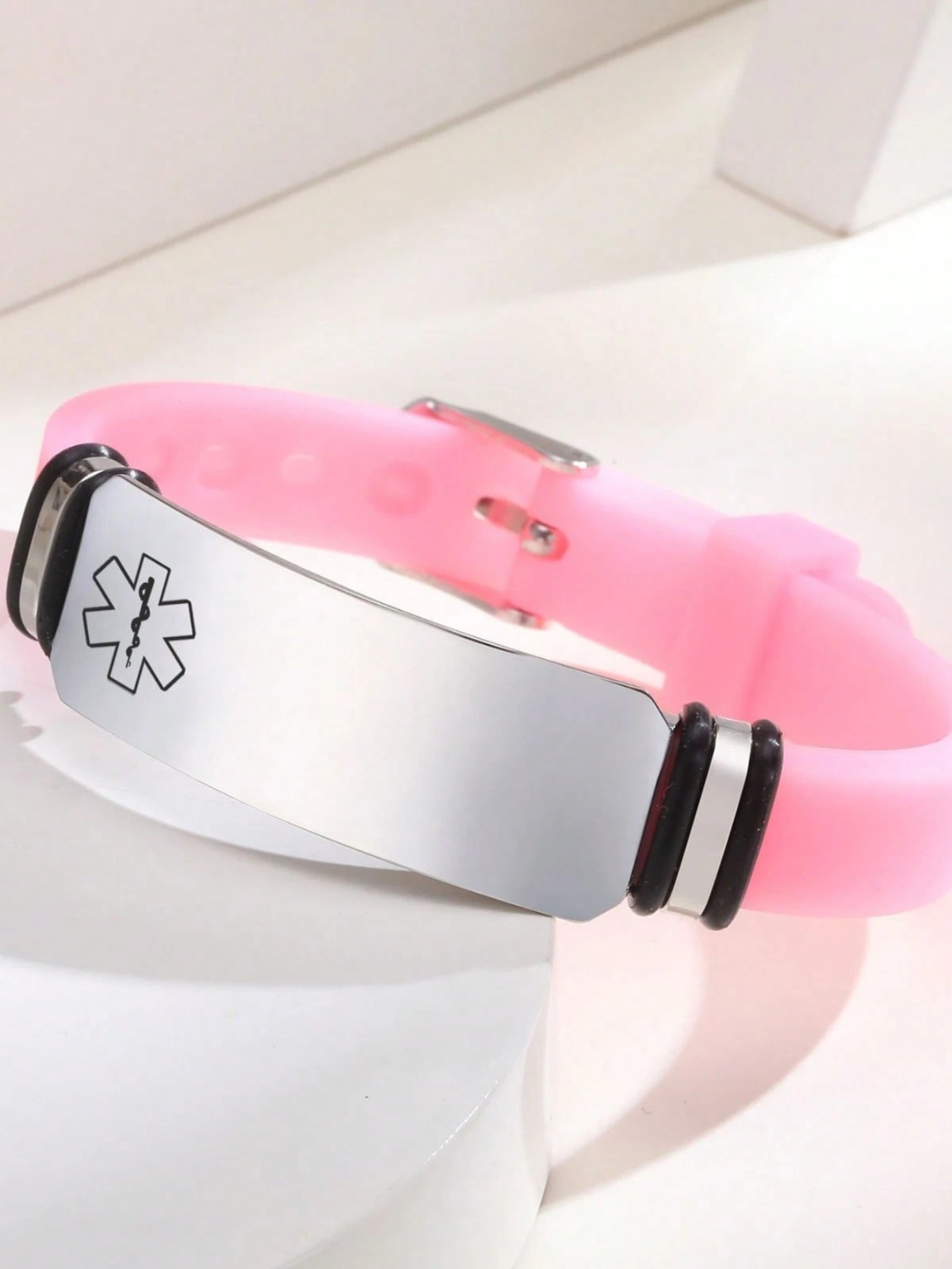 Free Engraving Medical Alert ID Women Men Kids Bracelet Black Silicone Wristband
