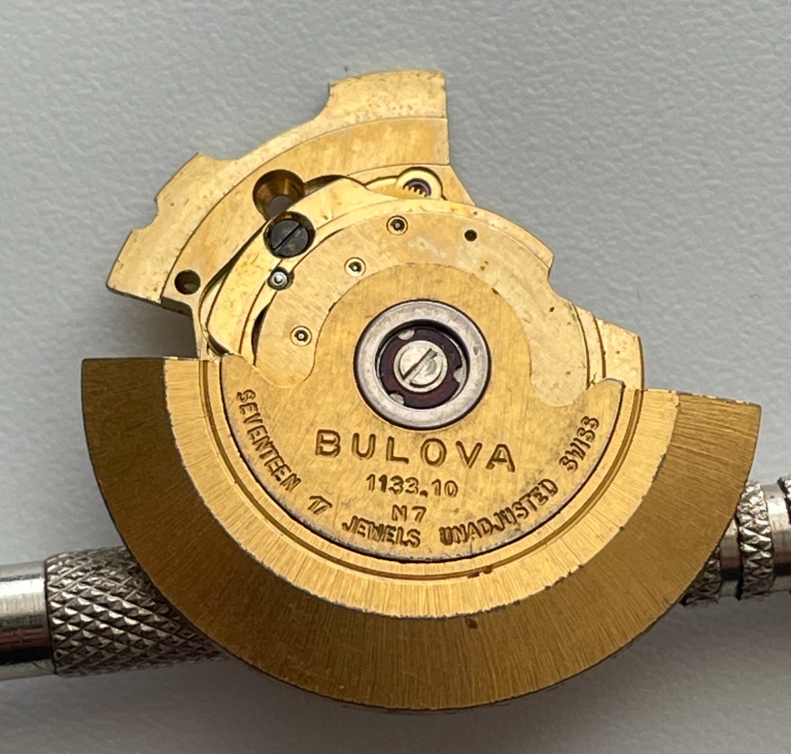 Vintage Bulova Dual Day Automatic Watch Movement N7 Parts Repair 35.6mm Case