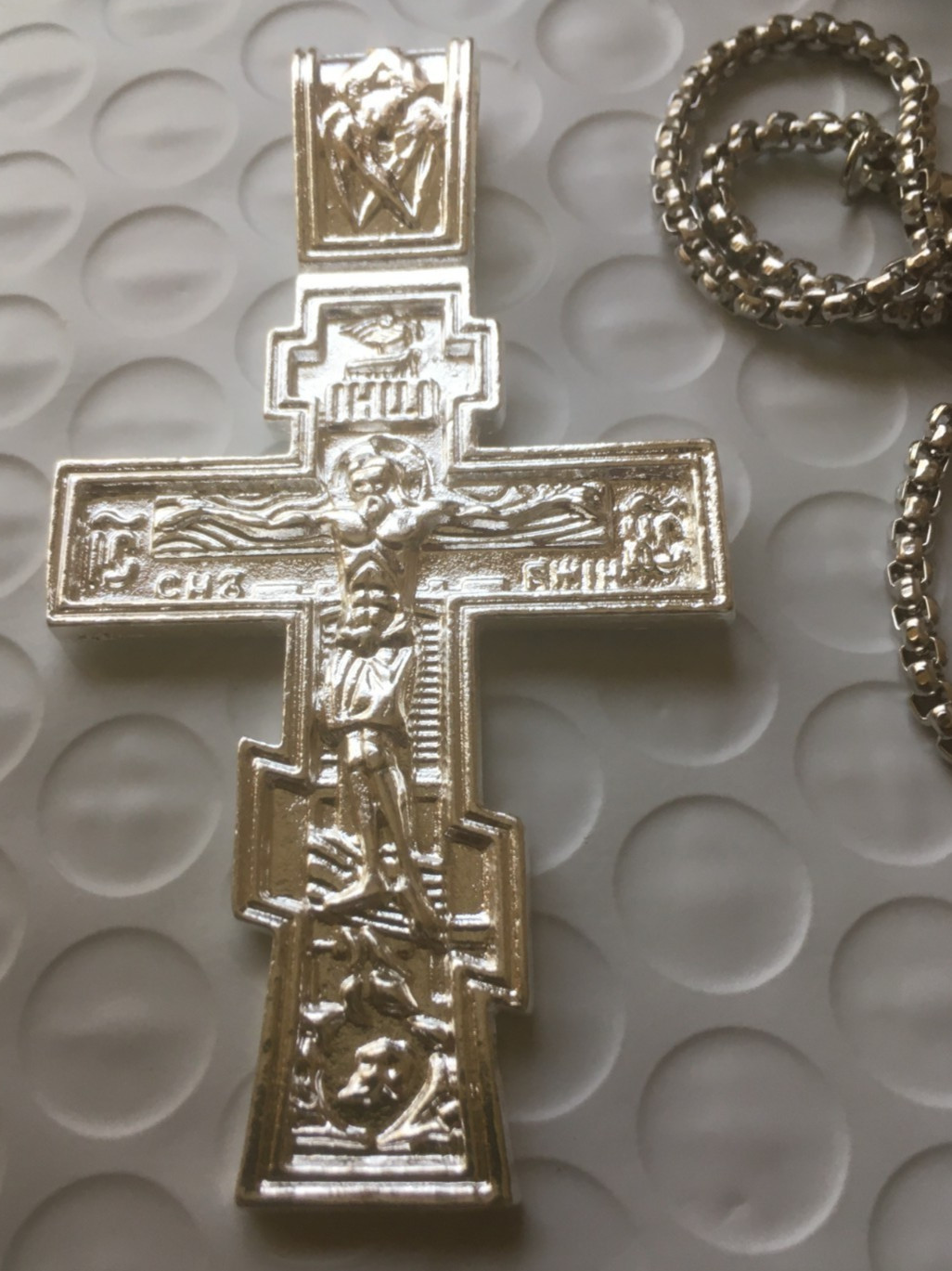 large 70mm x 40mm cross 29 gr. Pendant Christ COMES WITH 60CM CHAIN #2