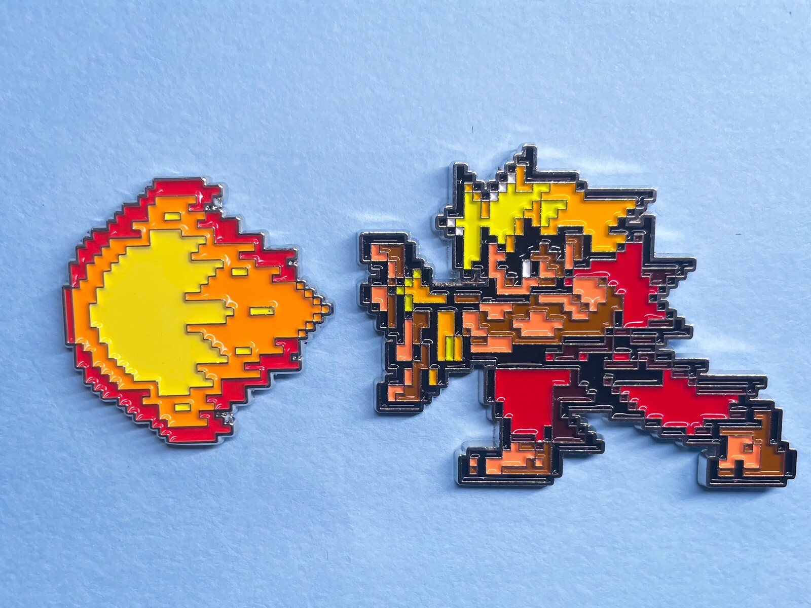 2pcs Street Fighter Pixelated Ken Hadouken Enamel Pin Video Games Capcom 