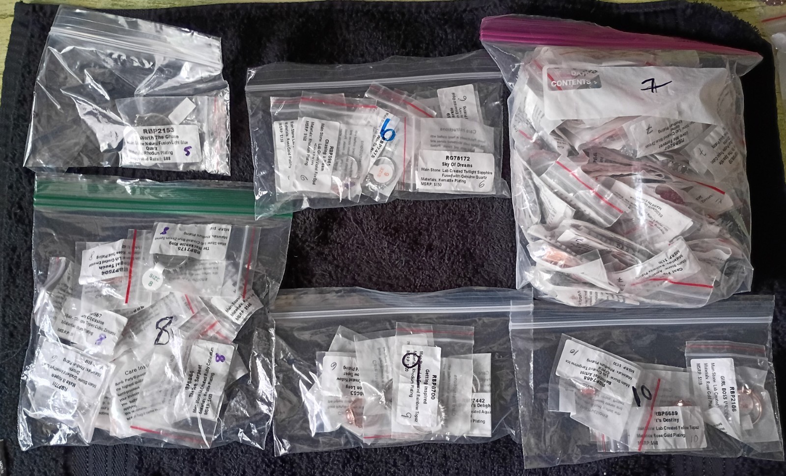 Bomb Party Bulk 100 rings Sz5-10, amounts in description