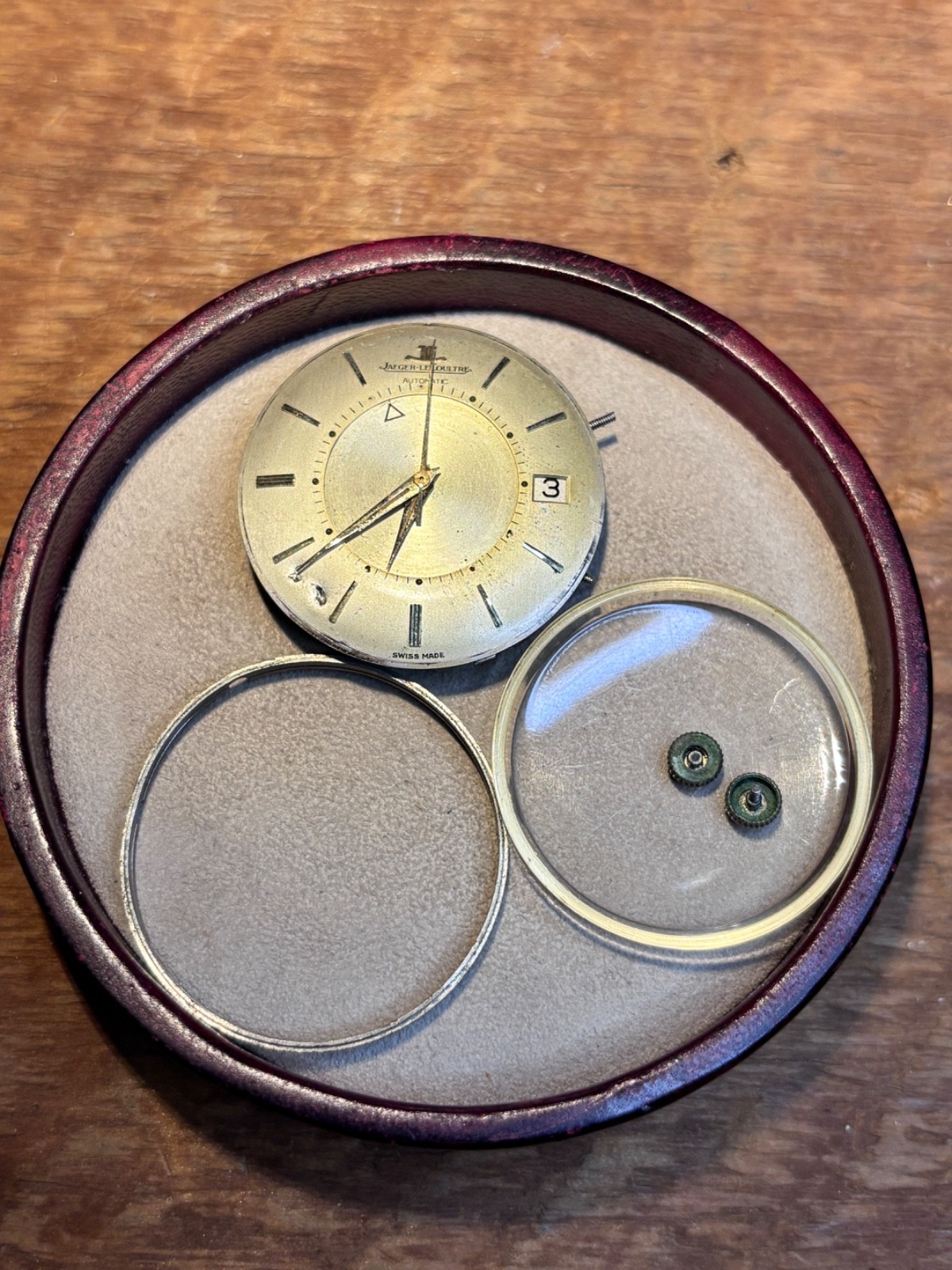 Vintage Jaeger Le Coultre Memovox Movement for parts Untested – Looks Clean.