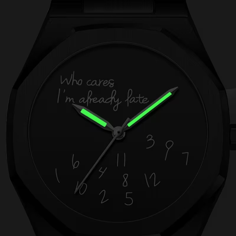 Stylish Slogan Watch Casual Business Quartz Watch