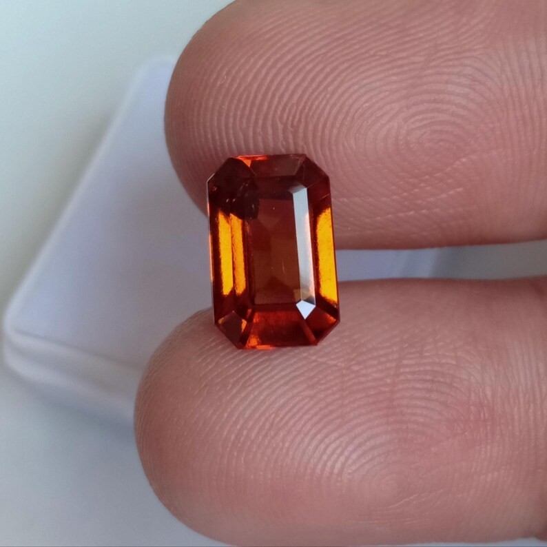 Eye Clean Hessonite Garnet Octagon Cut From Mozambique Gemstone 3.40 Ct