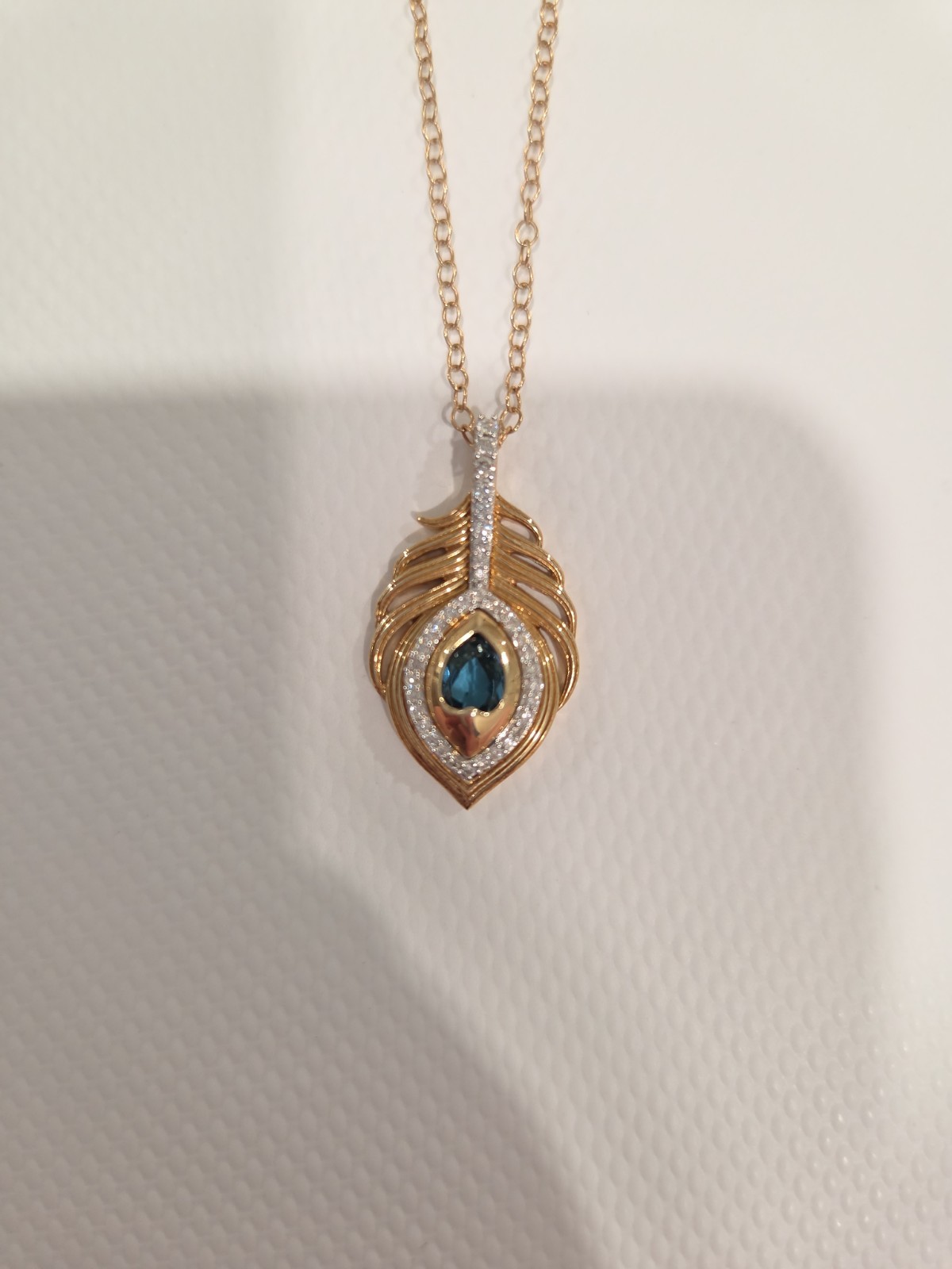 Zales Enchanted Disney Princess Jasmine Oval Blue Topaz Diamond Pendant Necklace