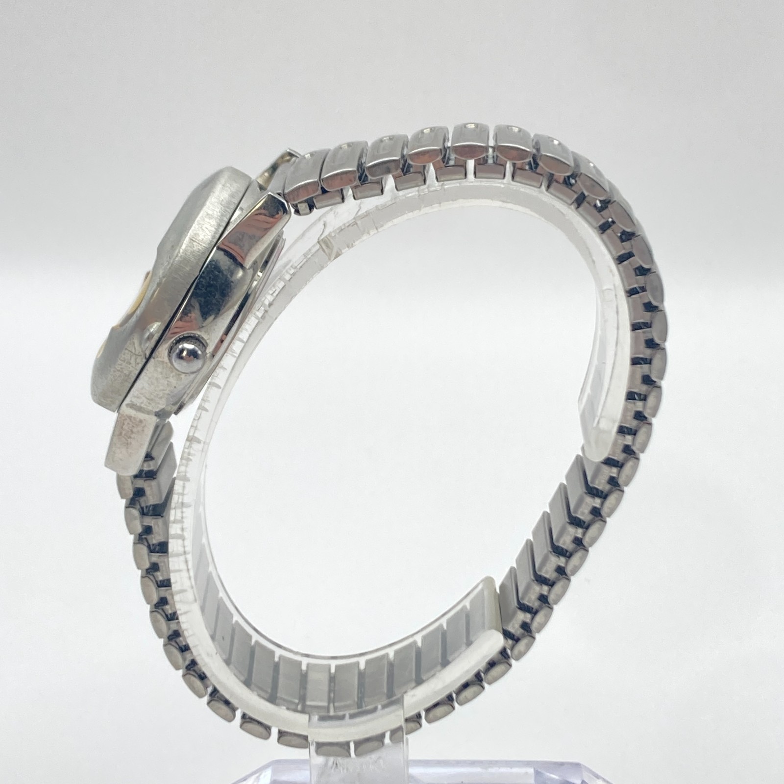 Accutime Hidden Dial Women’s Watch Monkey Silver Tone Stretch Band New Battery
